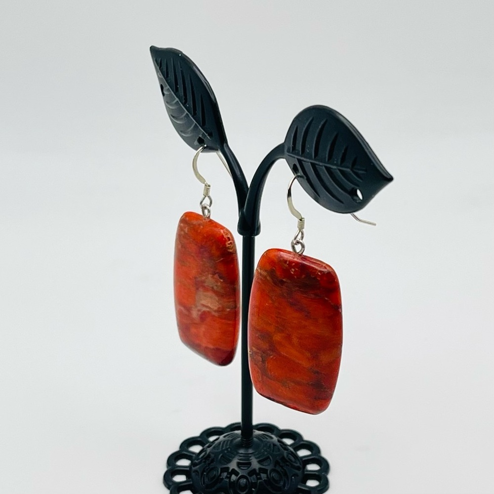 Handcrafted Red Jasper Rectangular Stone Pierced … - image 6